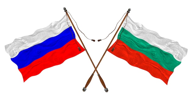 Nationale vlag van Bulgarije en Rusland Achtergrond voor ontwerpers