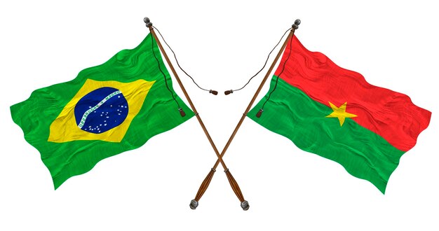 Nationale vlag van Burkina Faso en Brazilië Achtergrond voor ontwerpers