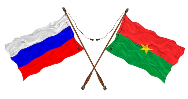 Nationale vlag van Burkina Faso en Rusland Achtergrond voor ontwerpers