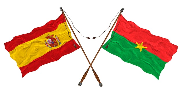 Nationale vlag van Burkina Faso en Spanje Achtergrond voor ontwerpers