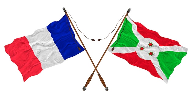 Nationale vlag van Burundi en Frankrijk Achtergrond voor ontwerpers