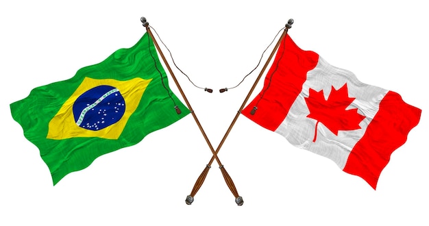 Nationale vlag van Canada en Brazilië Achtergrond voor ontwerpers