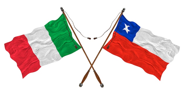 Nationale vlag van Chili en Italië Achtergrond voor ontwerpers