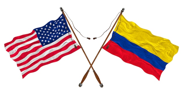 Nationale vlag van Colombia en de Verenigde Staten van Amerika Achtergrond voor ontwerpers