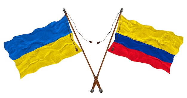 Nationale vlag van Colombia en Oekraïne Achtergrond voor ontwerpers