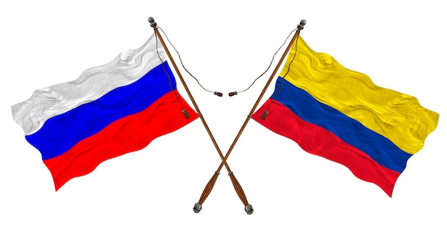 Nationale vlag van Colombia en Rusland Achtergrond voor ontwerpers