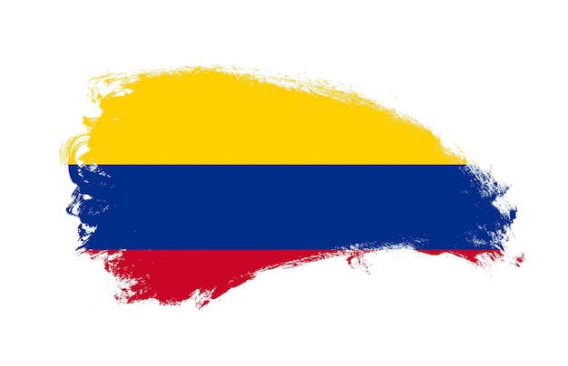 Nationale vlag van colombia geschilderd met streekpenseel op geïsoleerd wit