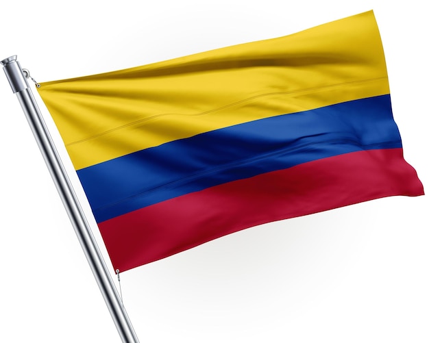 Nationale vlag van Colombia zwaaien op geïsoleerde achtergrond