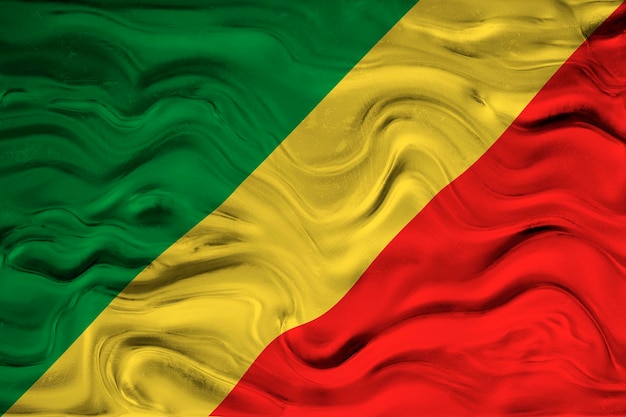 Nationale vlag van Congo Brazzaville Achtergrond met vlag van Congo Brazzaville