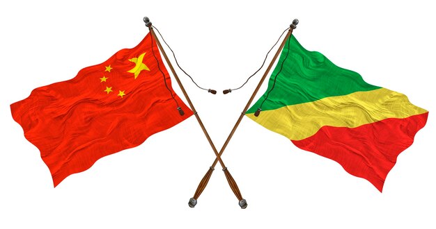 Nationale vlag van Congo brazzaville en China Achtergrond voor ontwerpers