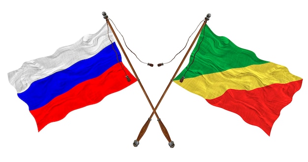 Nationale vlag van Congo brazzaville en Rusland Achtergrond voor ontwerpers