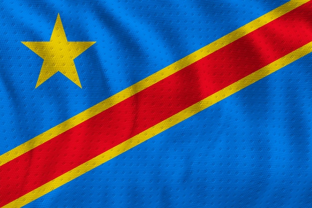 Nationale vlag van Congo Democratische Republiek Achtergrond met vlag van Congo Democratische Republiek