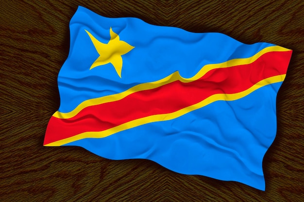 Nationale vlag van Congo Democratische Republiek Achtergrond met vlag van Congo Democratische Republiek