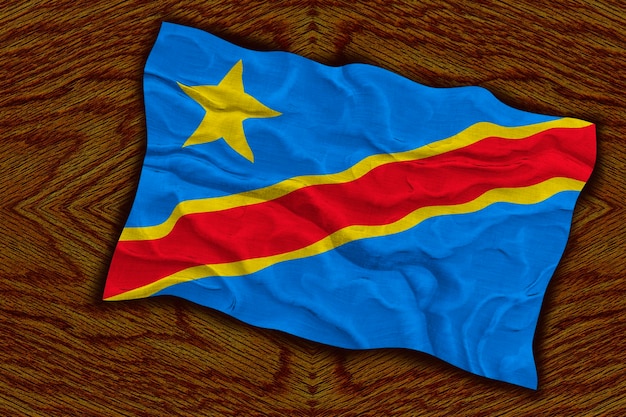 Foto nationale vlag van congo democratische republiek achtergrond met vlag van congo democratische republiek