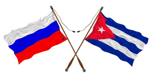 Nationale vlag van Cuba en Rusland Achtergrond voor ontwerpers