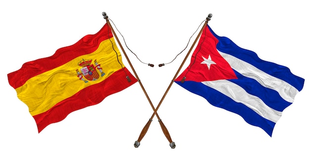 Nationale vlag van Cuba en Spanje Achtergrond voor ontwerpers