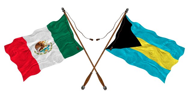 Nationale vlag van de Bahama's en Mexico Achtergrond voor ontwerpers