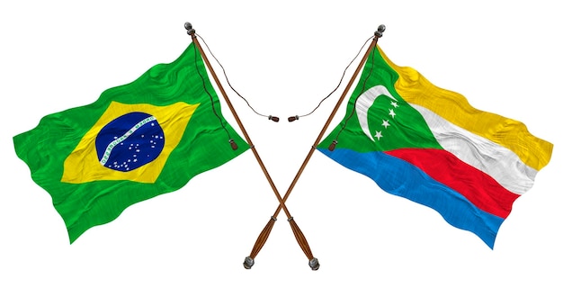 Nationale vlag van de Comoren en Brazilië Achtergrond voor ontwerpers