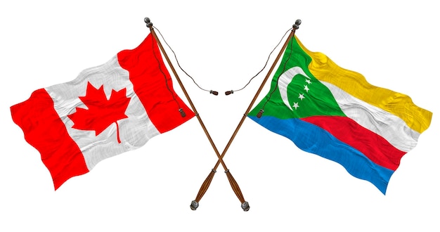 Nationale vlag van de Comoren en Canada Achtergrond voor ontwerpers