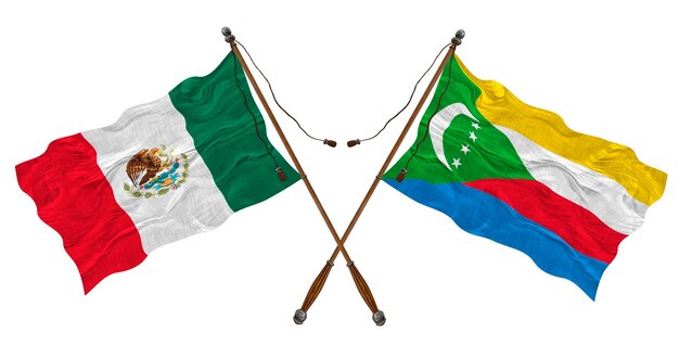 Nationale vlag van de Comoren en Mexico Achtergrond voor ontwerpers