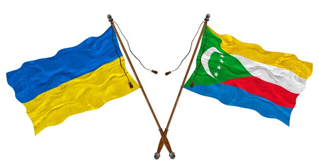 Nationale vlag van de Comoren en Oekraïne Achtergrond voor ontwerpers