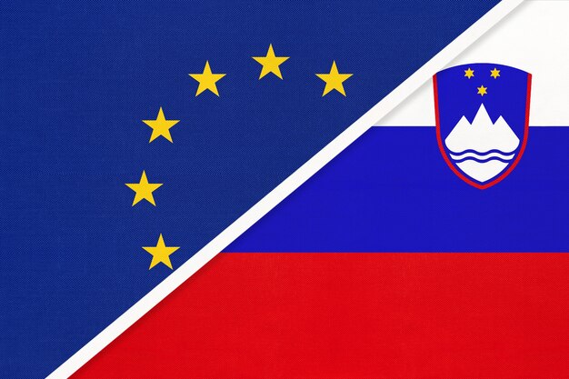 Nationale vlag van de Europese Unie of EU versus Republiek Slovenië