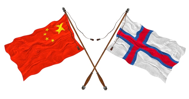 Nationale vlag van de Faeröer en China Achtergrond voor ontwerpers