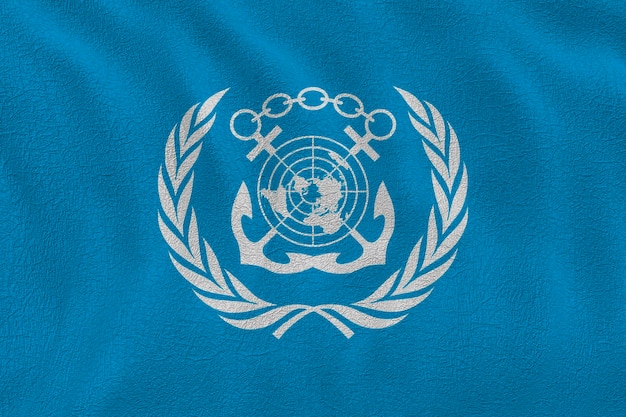 Nationale vlag van de Internationale Maritieme Organisatie Achtergrond met de vlag van de Internationale Maritieme Organisatie