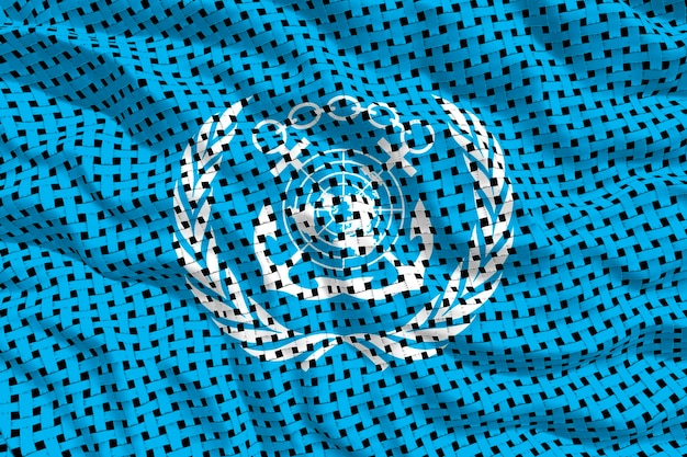 Nationale vlag van de Internationale Maritieme Organisatie Achtergrond met de vlag van de Internationale Maritieme Organisatie