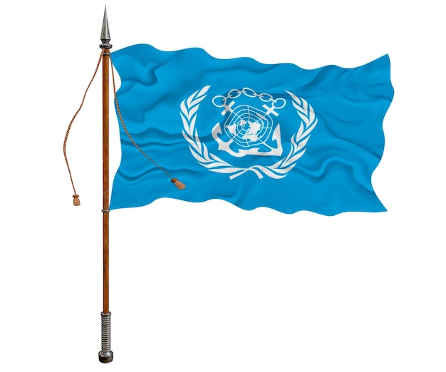 Nationale vlag van de Internationale Maritieme Organisatie Achtergrond met de vlag van de Internationale Maritieme Organisatie