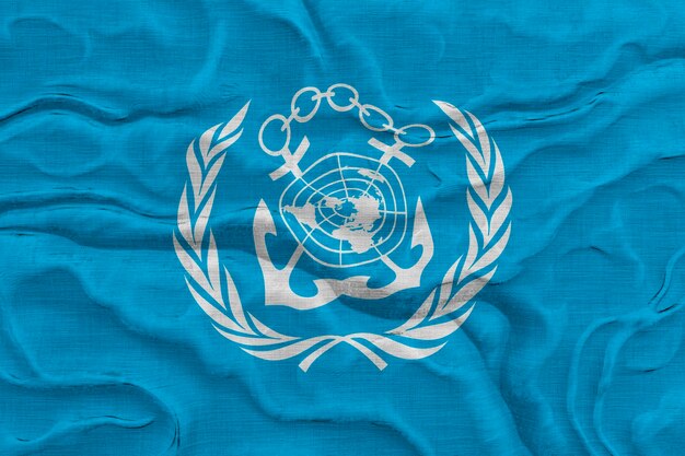 Nationale vlag van de Internationale Maritieme Organisatie Achtergrond met de vlag van de Internationale Maritieme Organisatie