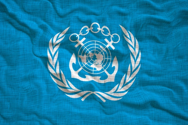 Nationale vlag van de Internationale Maritieme Organisatie Achtergrond met vlag van de Internationale Maritieme Organisatie