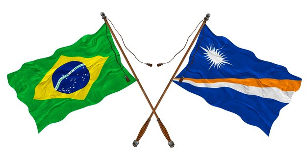 Nationale vlag van de Marshalleilanden en Brazilië Achtergrond voor ontwerpers