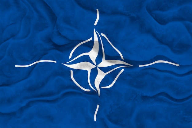 Nationale Vlag van de NAVO Achtergrond met de vlag van de NAVO