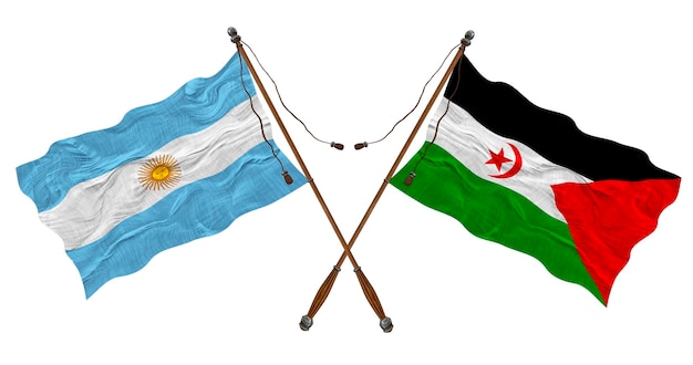 Nationale vlag van de Sahrawi Arabische Democratische Republiek en Argentinië Achtergrond voor ontwerpers