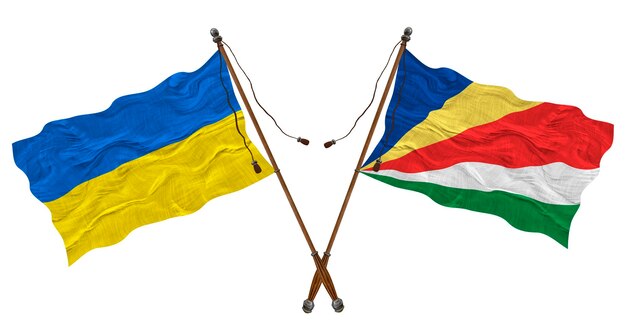 Nationale vlag van de Seychellen en Oekraïne Achtergrond voor ontwerpers