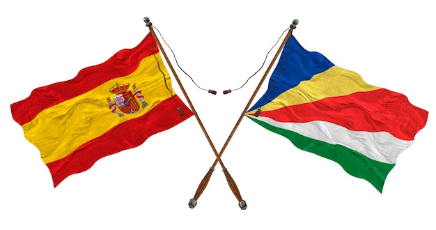 Nationale vlag van de Seychellen en Spanje Achtergrond voor ontwerpers