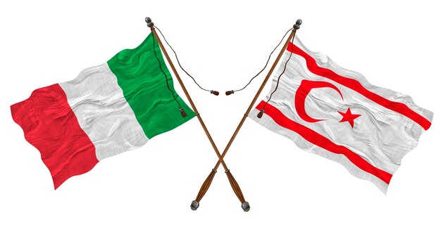 Nationale vlag van de Turkse Republiek Noord-Cyprus en Italië Achtergrond voor ontwerpers