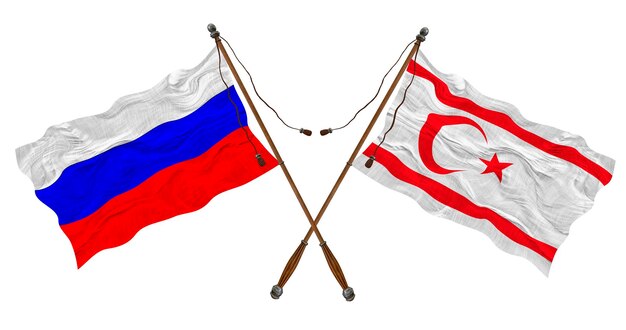 Nationale vlag van de Turkse Republiek Noord-Cyprus en Rusland Achtergrond voor ontwerpers