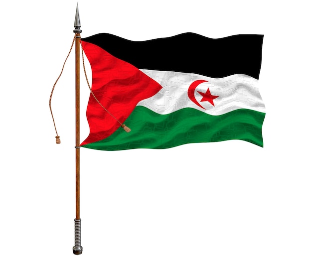 Nationale vlag van de Westelijke Sahara Achtergrond met vlag van de Westelijke Sahara