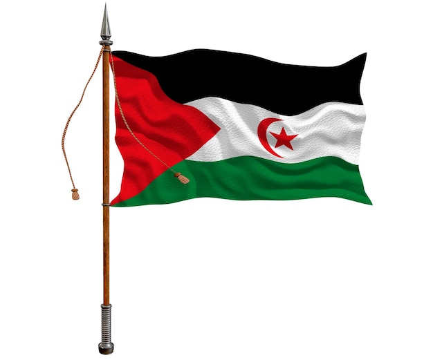 Nationale vlag van de Westelijke Sahara Achtergrond met vlag van de Westelijke Sahara