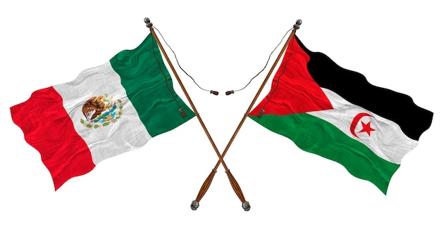 Nationale vlag van de Westelijke Sahara en Mexico Achtergrond voor ontwerpers