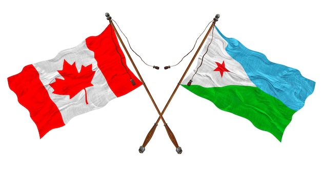 Nationale vlag van Djibouti en Canada Achtergrond voor ontwerpers