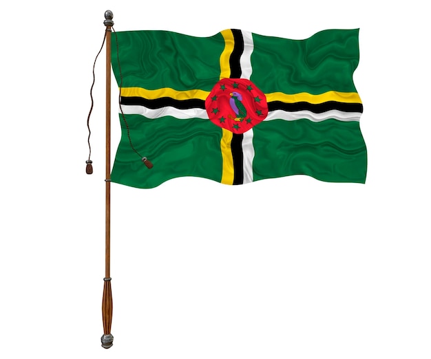 Nationale vlag van Dominica Achtergrond met vlag van Dominica