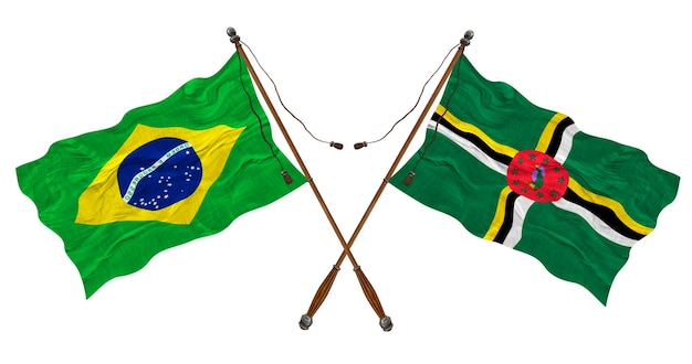 Nationale vlag van Dominica en Brazilië Achtergrond voor ontwerpers