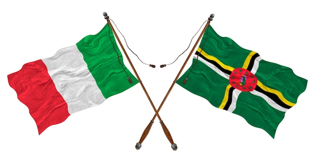 Nationale vlag van Dominica en Italië Achtergrond voor ontwerpers