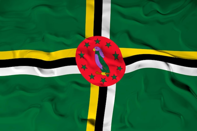 Nationale vlag van Dominica Op de achtergrond met de vlag van Dominica