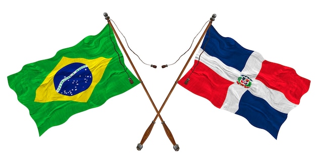 Nationale vlag van Dominicaanse Republiek en Brazilië Achtergrond voor ontwerpers