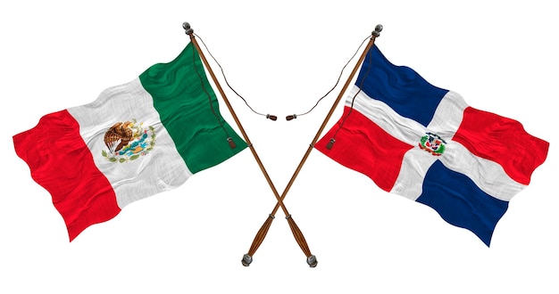 Nationale vlag van Dominicaanse Republiek en Mexico Achtergrond voor ontwerpers