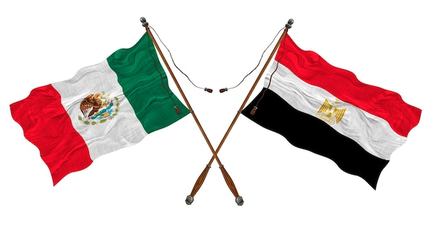 Nationale vlag van Egypte en Mexico Achtergrond voor ontwerpers